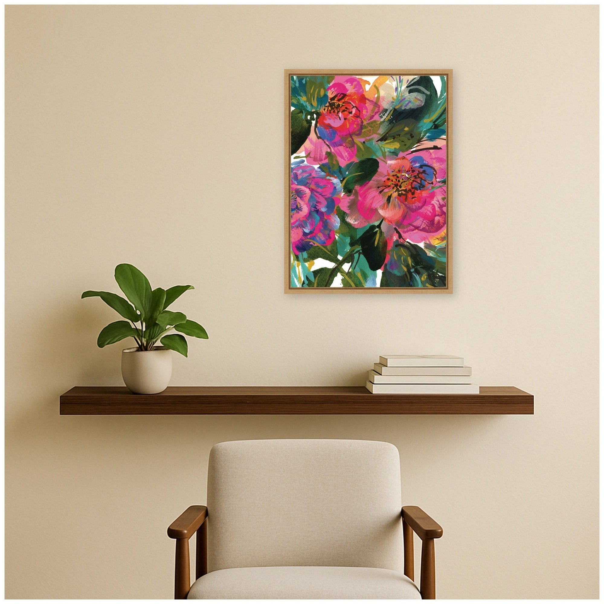 Kate And Laurel Wandering By Reed Rosebud Framed Canvas Wall Art Print