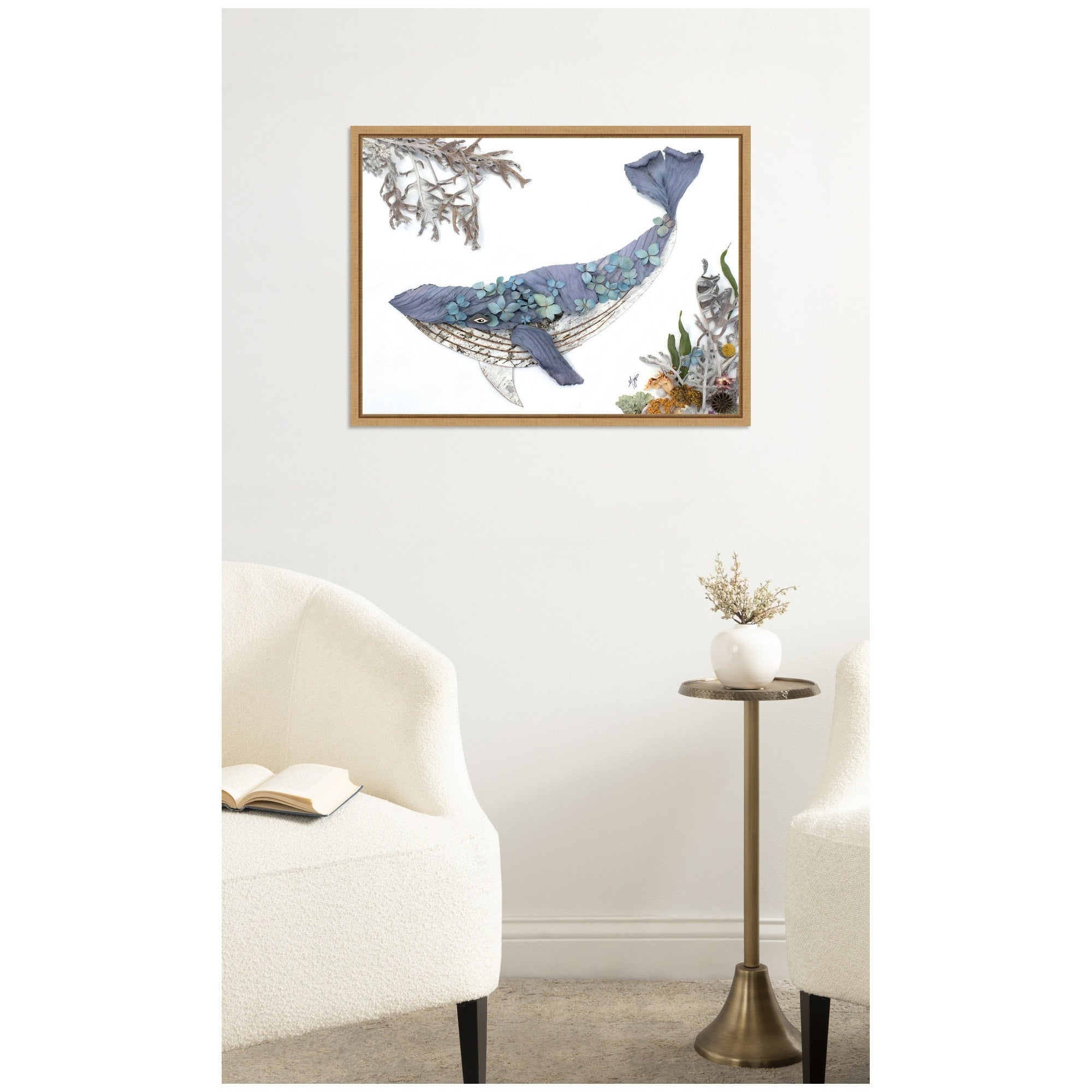 Kate And Laurel Whale By Madeline Jeppesen Framed Canvas Wall Art Print