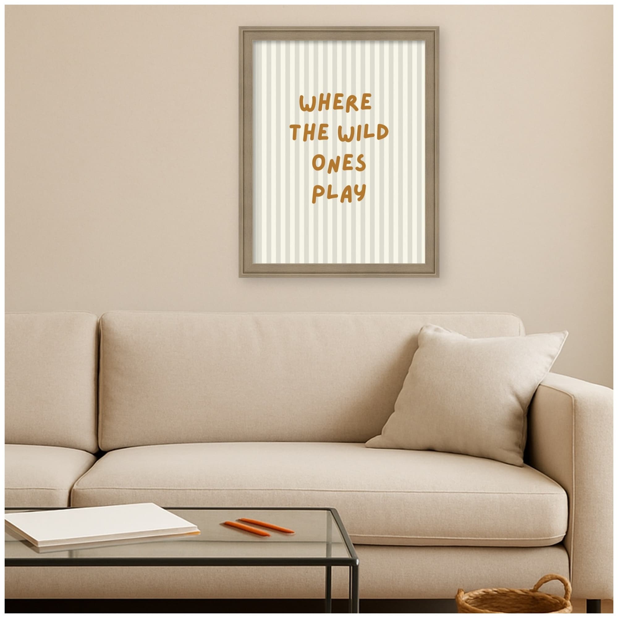 Kate And Laurel Where The Wild Ones Play Striped By Laura Moss Framed Mounted Canvas Wall Art Print