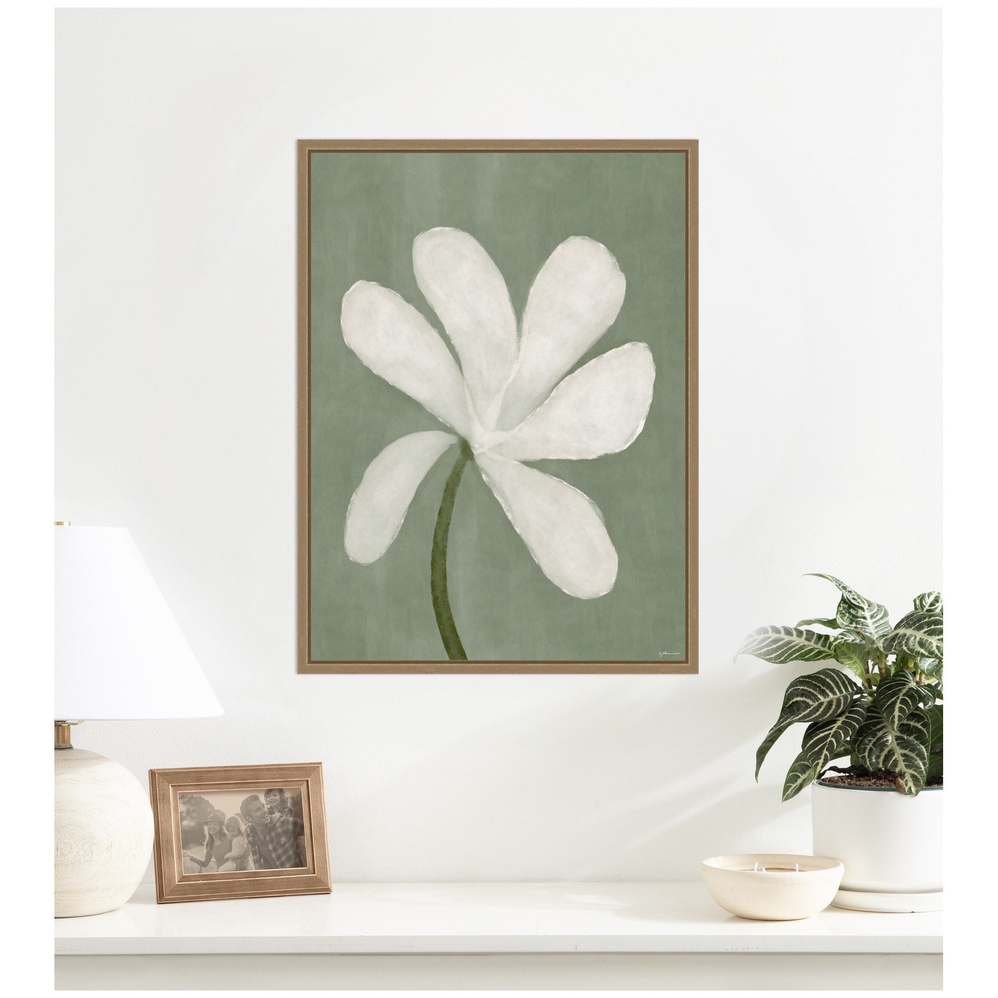 Kate And Laurel White Floral By Gabrielly Guedes Framed Canvas Wall Art Print