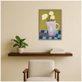 Kate And Laurel White Flowers And Checkers By Cris Villa Studio Framed Canvas Wall Art Print