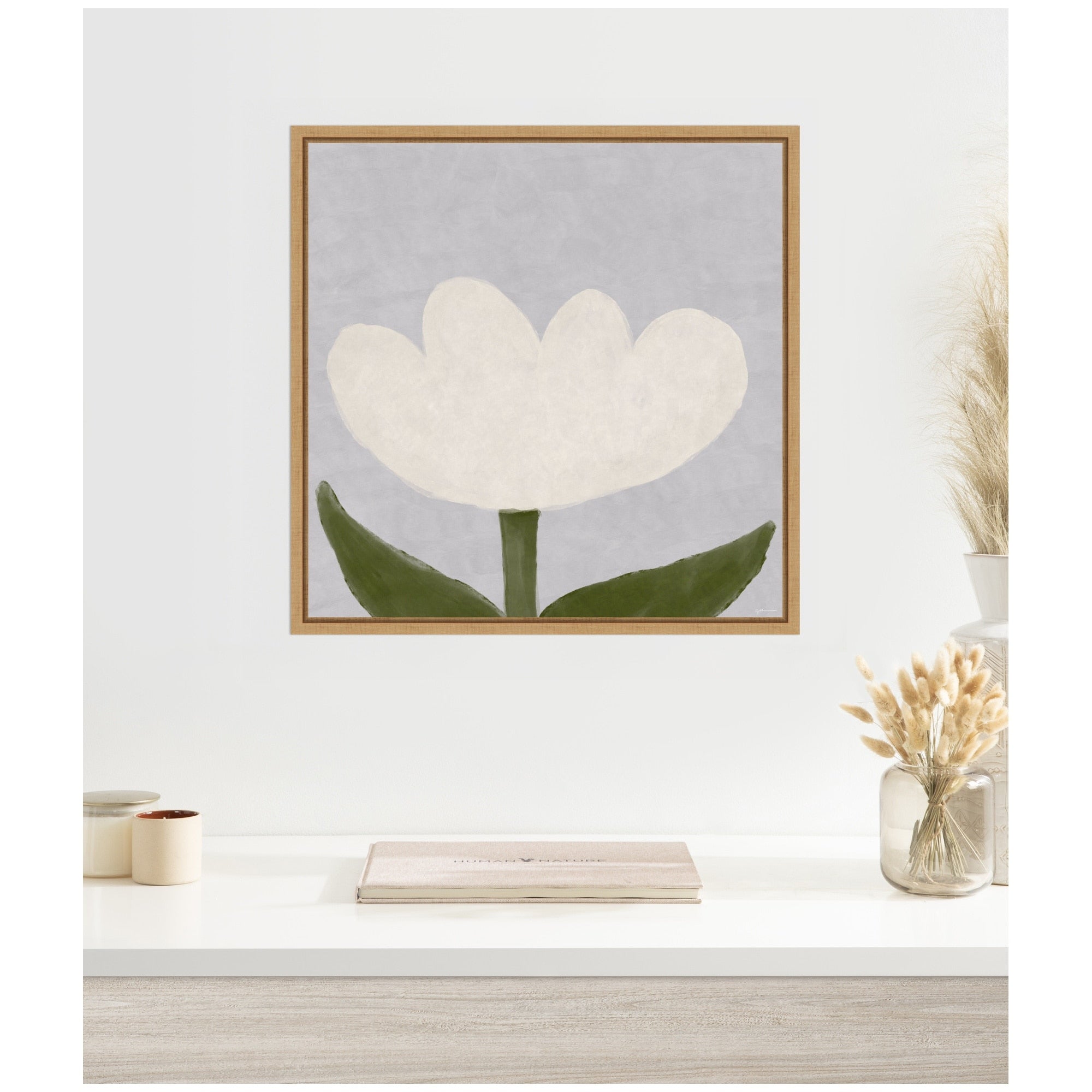 Kate And Laurel White Tulip By Gabrielly Guedes Framed Canvas Wall Art Print