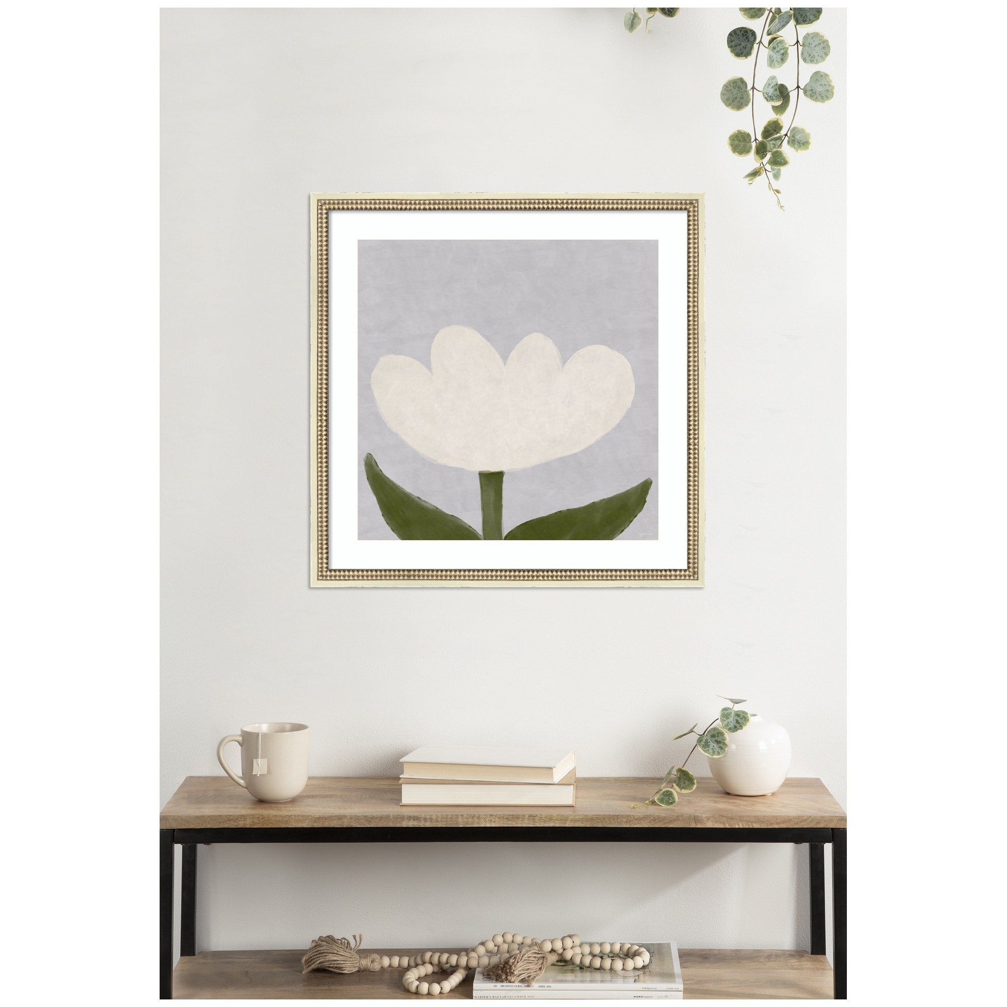 Kate And Laurel White Tulip By Gabrielly Guedes Framed Wall Art Print