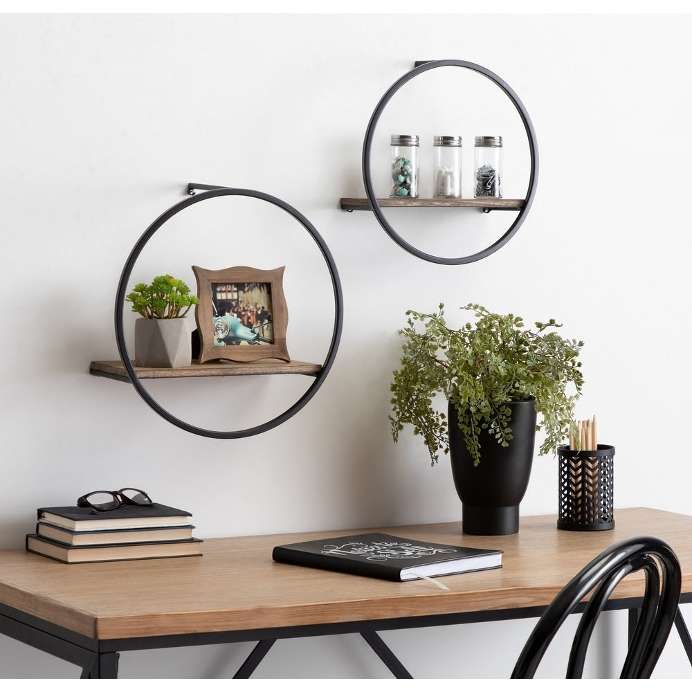 Kate And Laurel Wicks Round Floating Wall Shelf