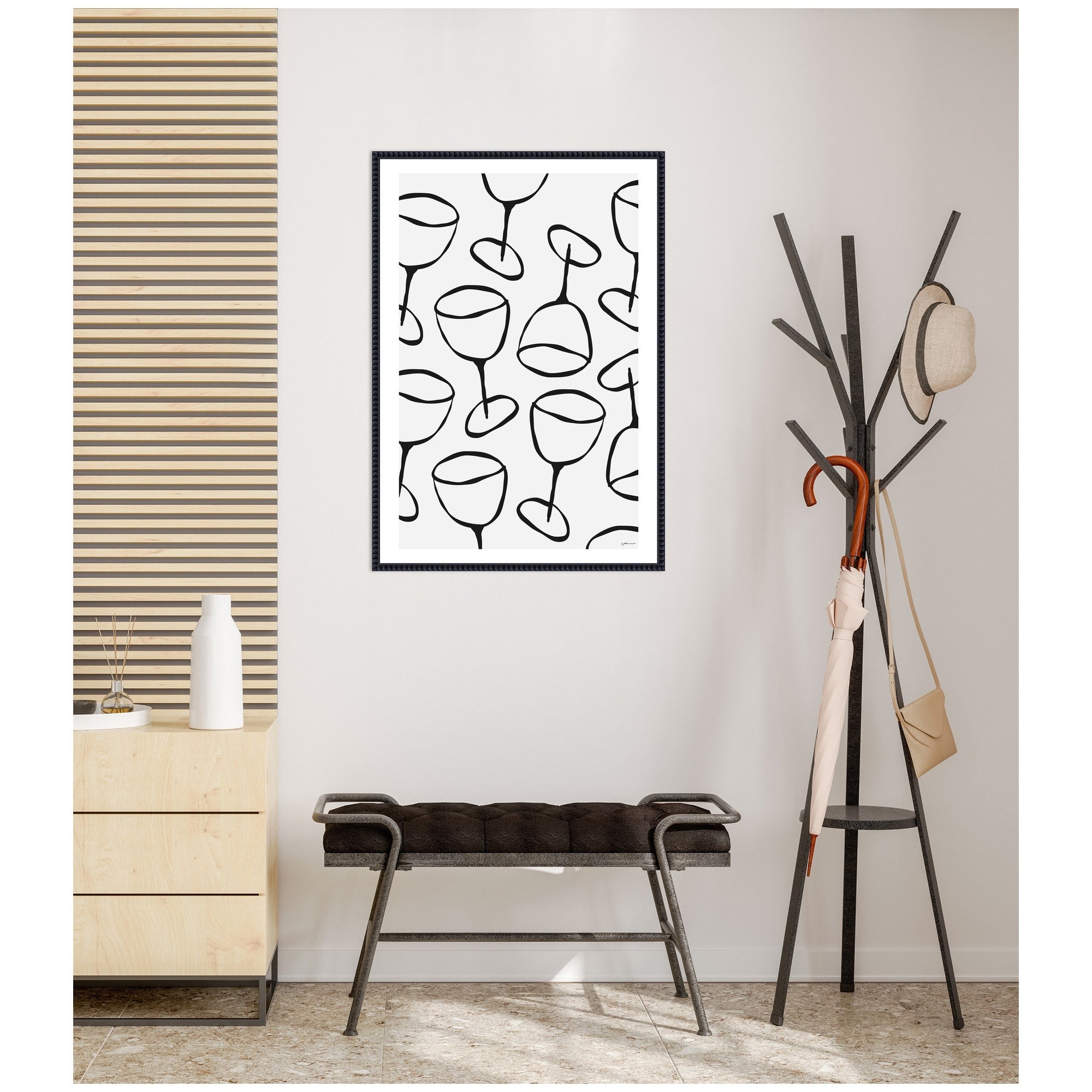 Kate And Laurel Wine Everywhere By Gabrielly Guedes Framed Canvas Wall Art Print