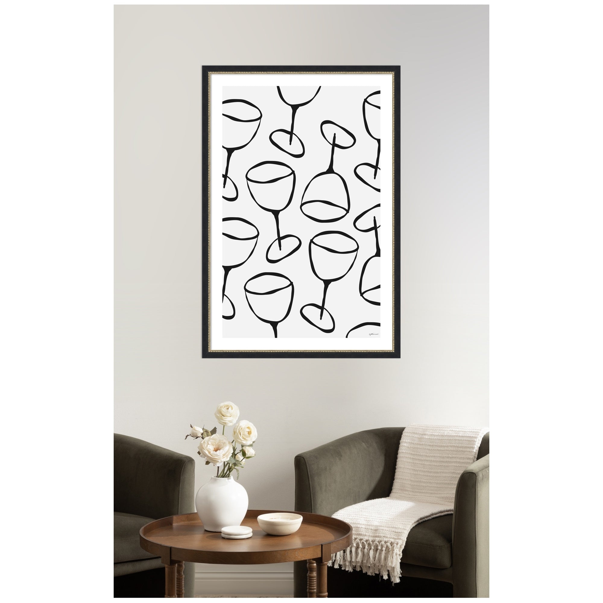 Kate And Laurel Wine Everywhere By Gabrielly Guedes Framed Wall Art Print