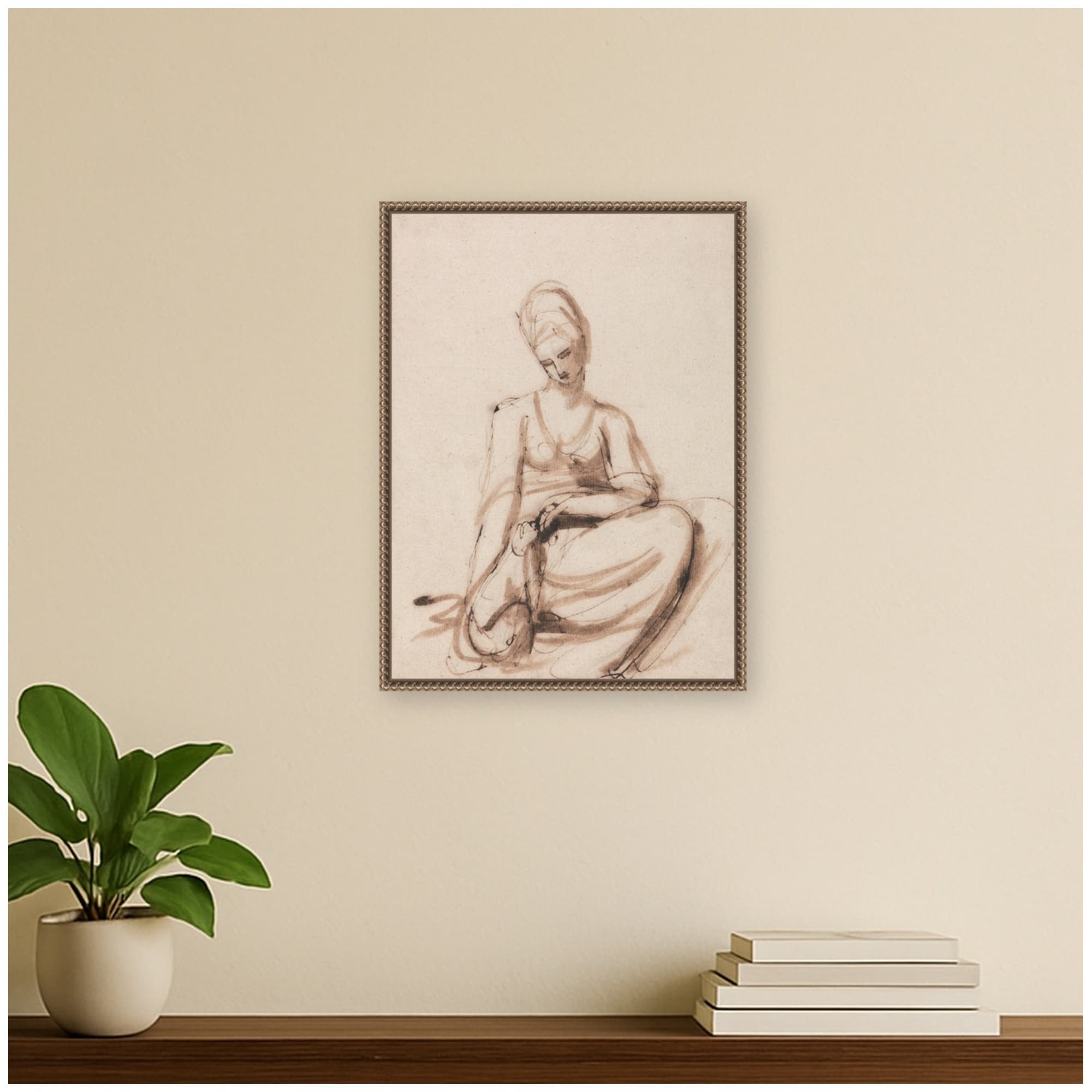 Kate And Laurel Woman Feeding An Animal George Romney By Nostalgia Prints Framed Canvas Wall Art Print