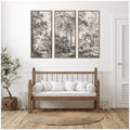 Kate And Laurel Wooded 1648 Antonie Waterloo Linen Panel 3 Piece Framed Canvas Wall Art Set By Nostalgia Prints