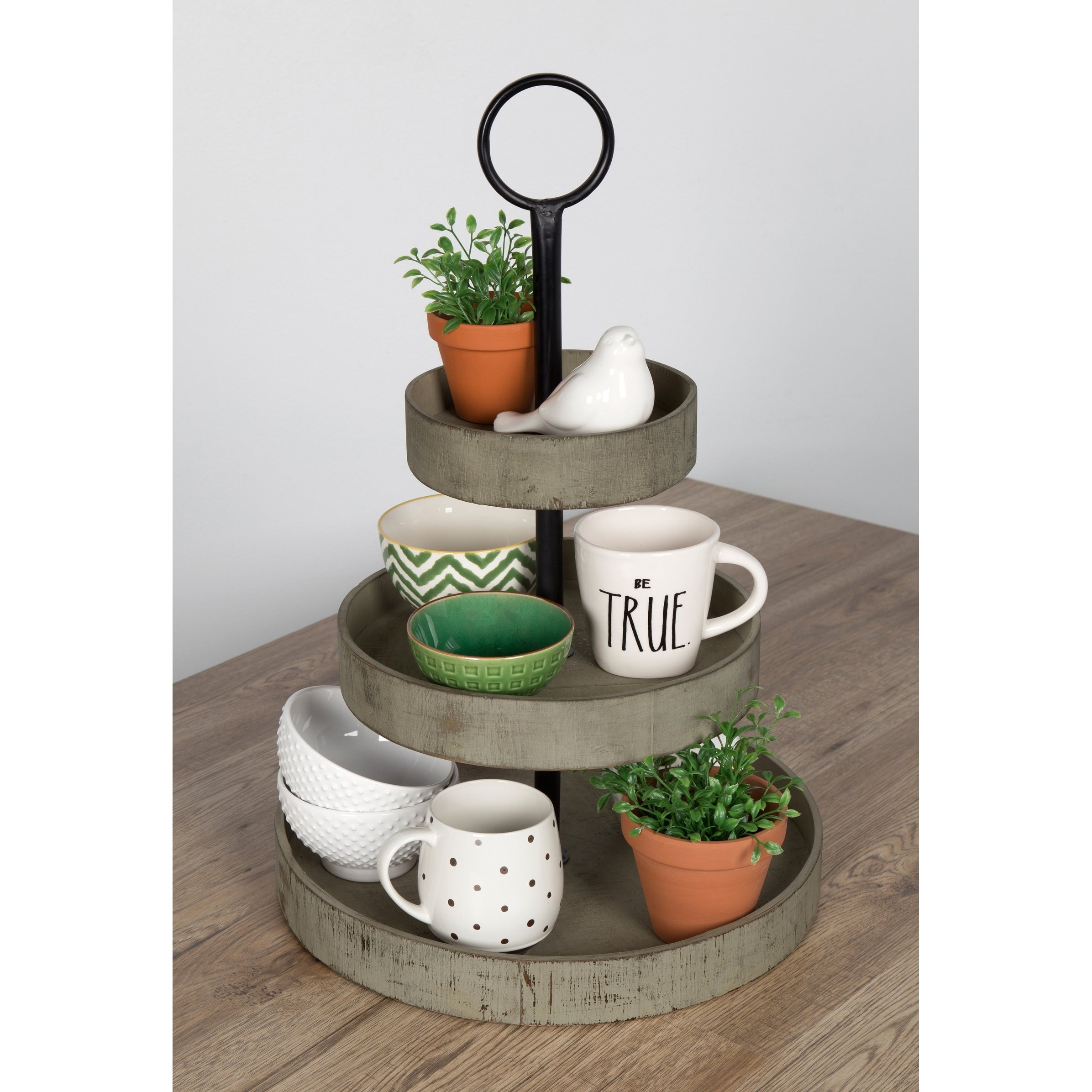 Kate And Laurel Woodmont 3 Tiered Wood Tray
