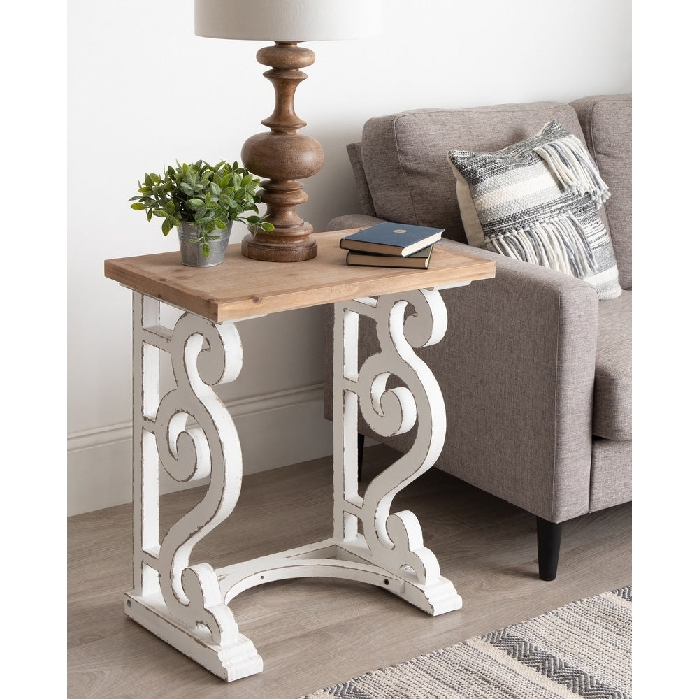 Kate And Laurel Wyldwood Carved Wood Side Table 24X14X27.5