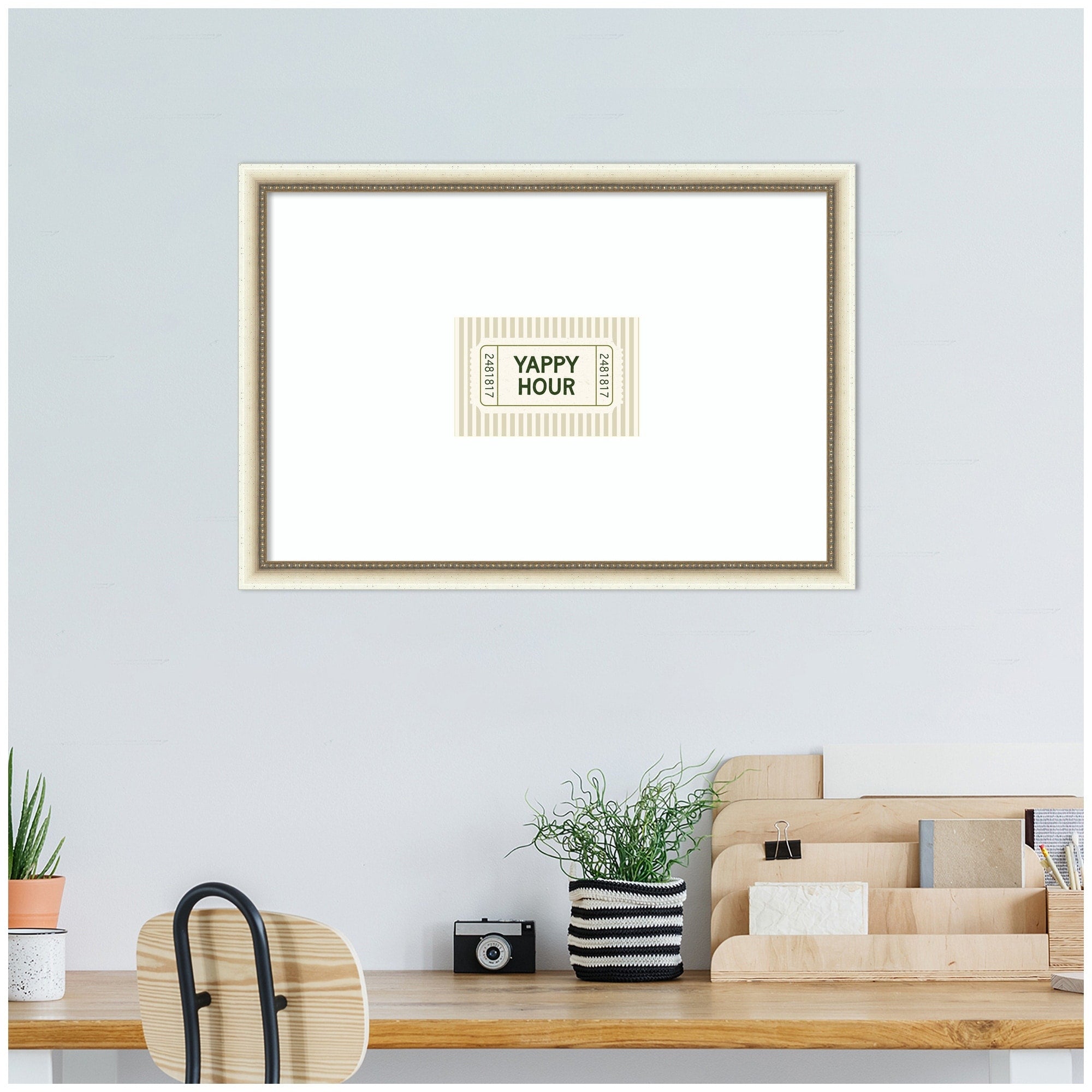 Kate And Laurel Yappy Hour Ticket Sage Green Wall By Lucky Guava Framed Wall Art Print
