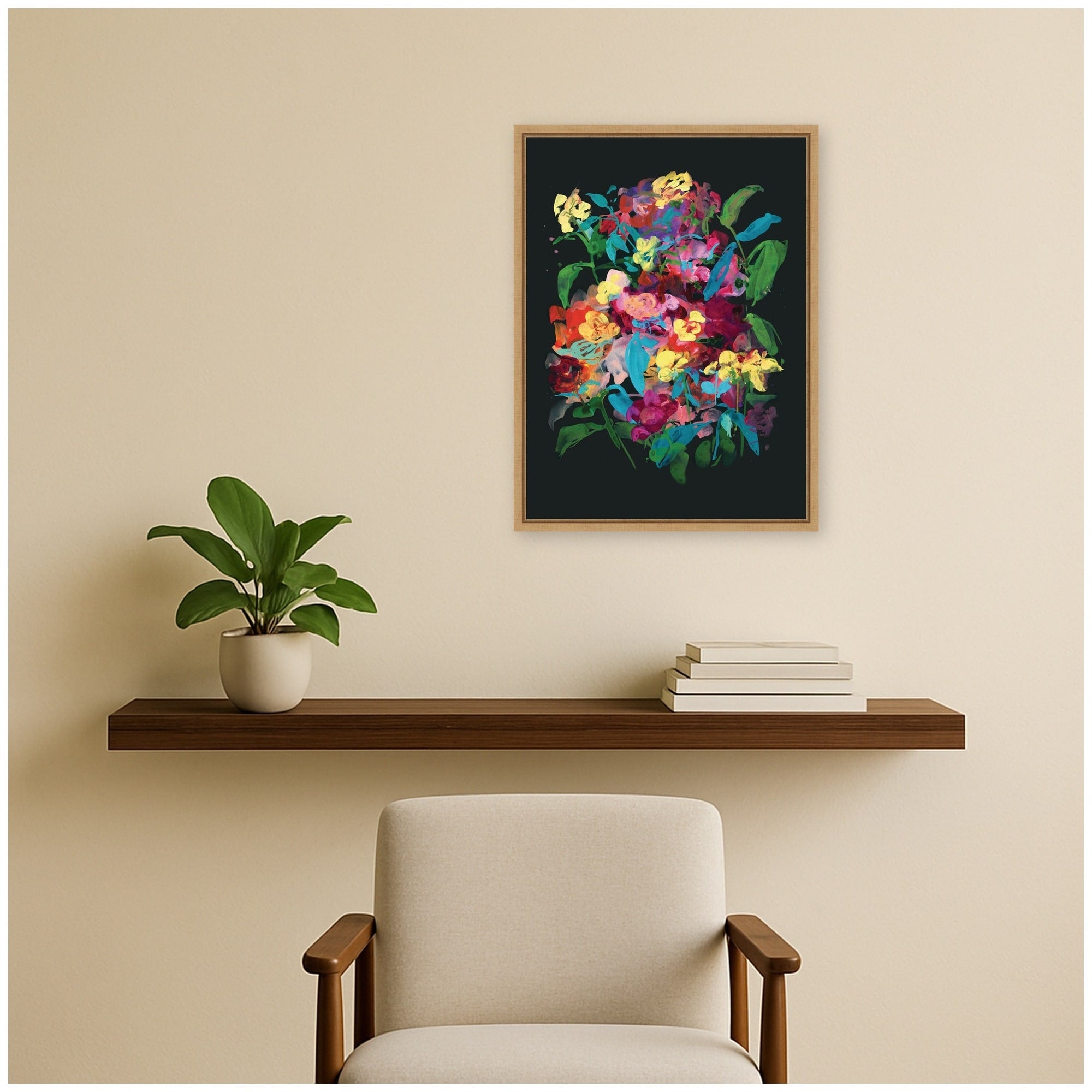 Kate And Laurel Yellow Roses By Reed Rosebud Framed Canvas Wall Art Print