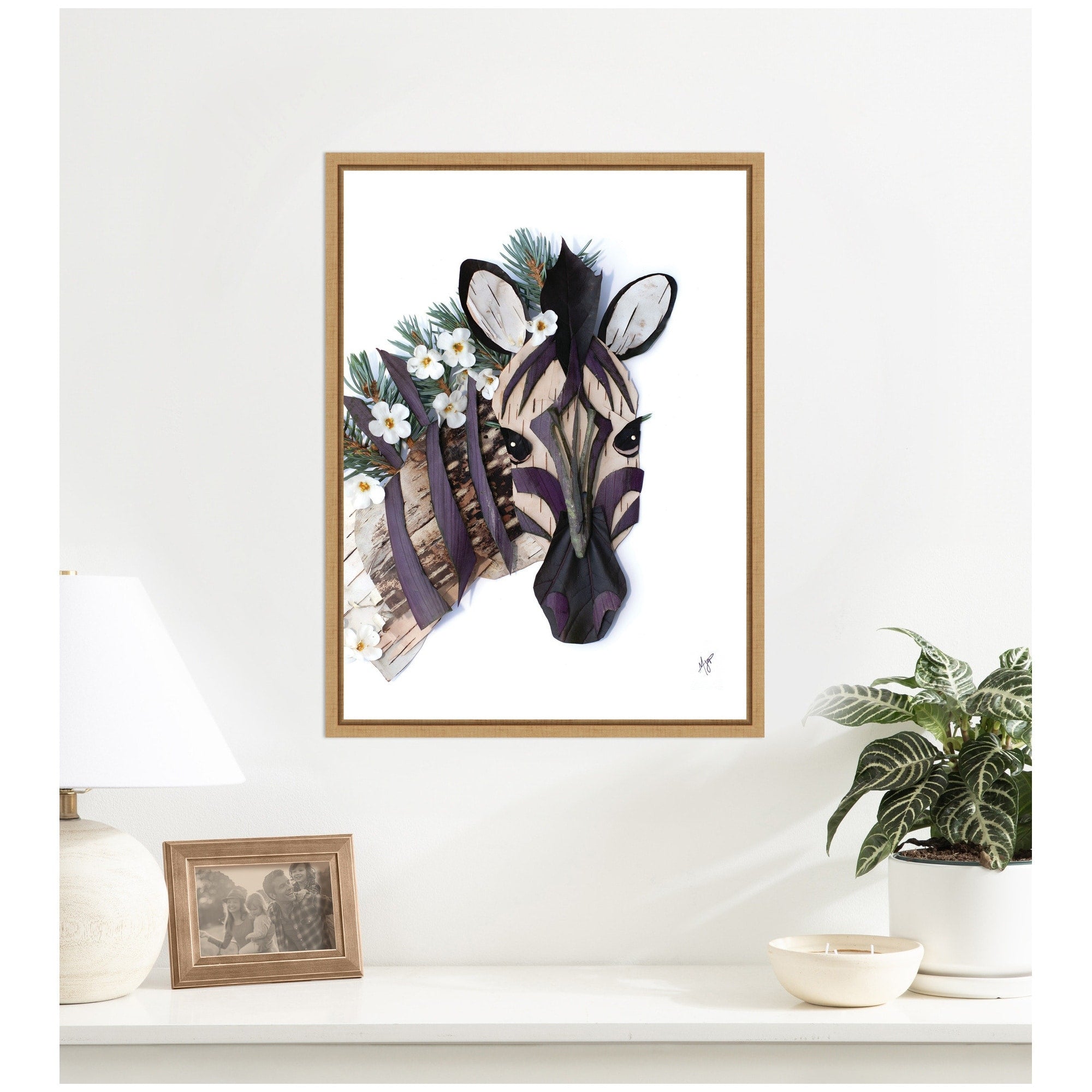 Kate And Laurel Zebra By Madeline Jeppesen Framed Canvas Wall Art Print