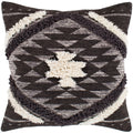 Katherine Black Cream Boho Shag Throw Pillow Cover 18 X 18
