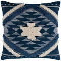 Katherine Denim Cream Boho Shag Feather Down Throw Pillow 18 X 18