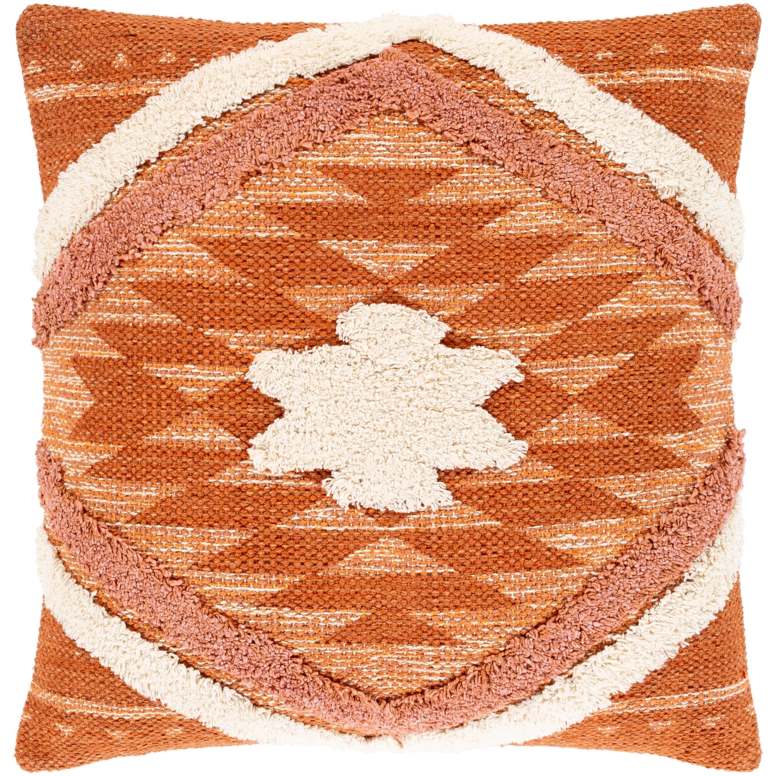 Katherine Orange Cream Boho Shag Throw Pillow