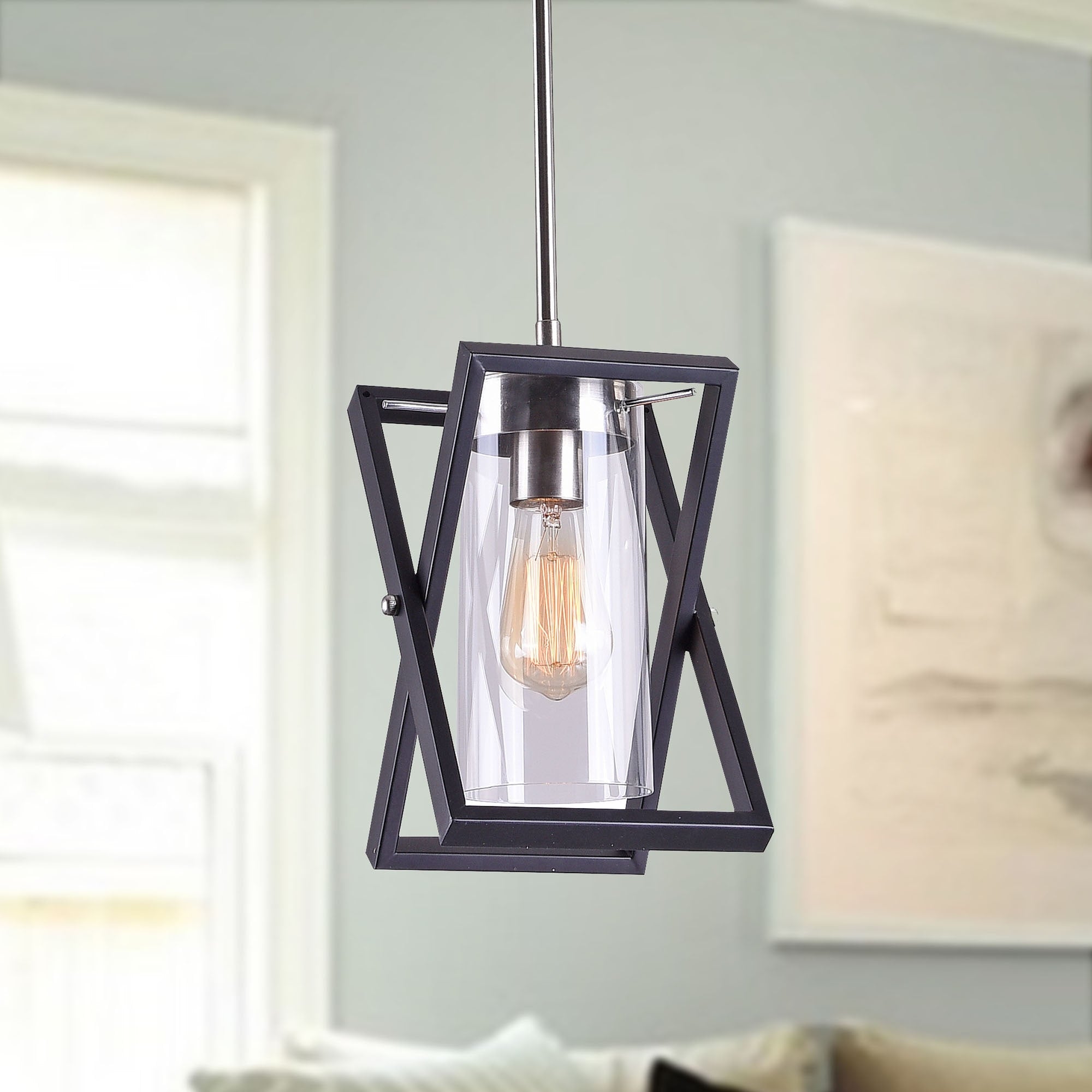 Katie Matte Black Grey 1 Light Pendant Light