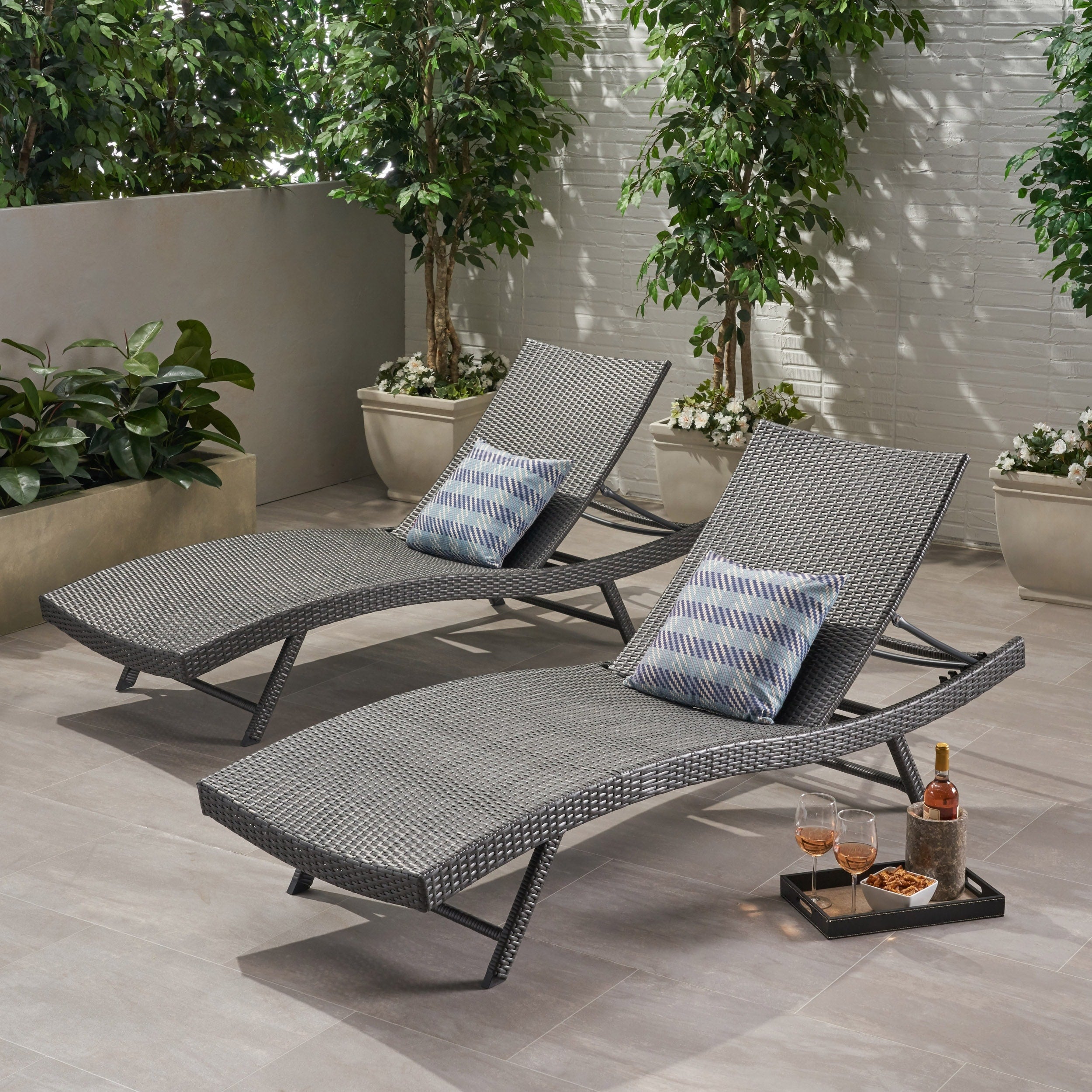 Kauai Outdoor Wicker Chaise Lounge Set Of 2 By Christopher Knight Home