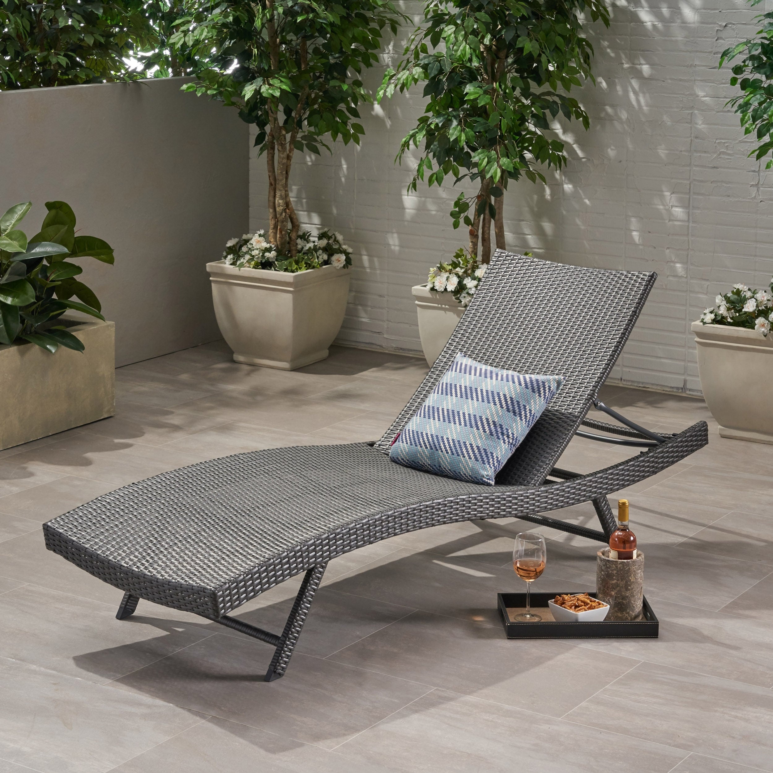 Kauai Outdoor Wicker Chaise Lounge By Christopher Knight Home