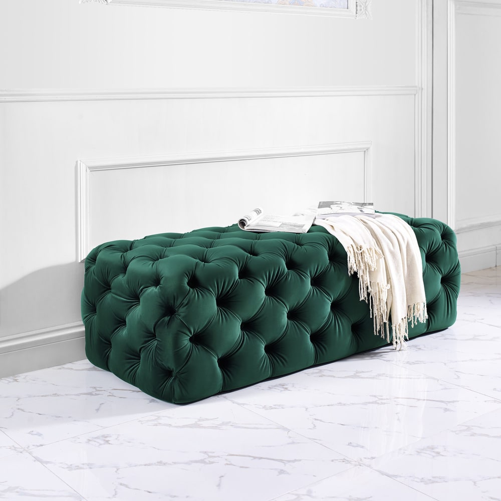 Kaylee Green Velvet Jumbo Ottoman
