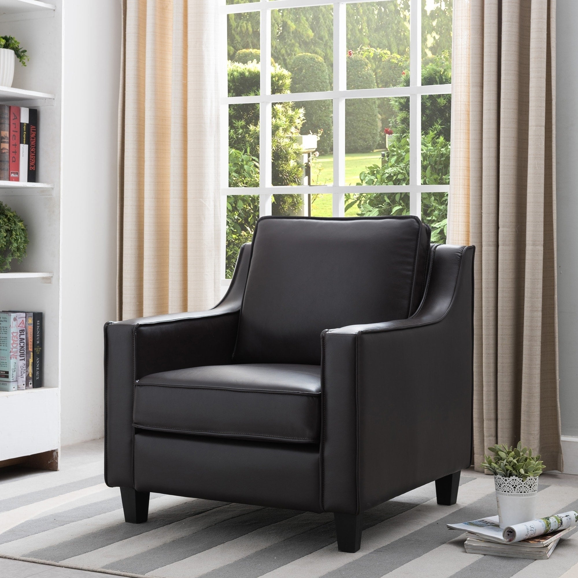 Furniture Of America Kayn Contemporary Faux Leather Padded Club Chair