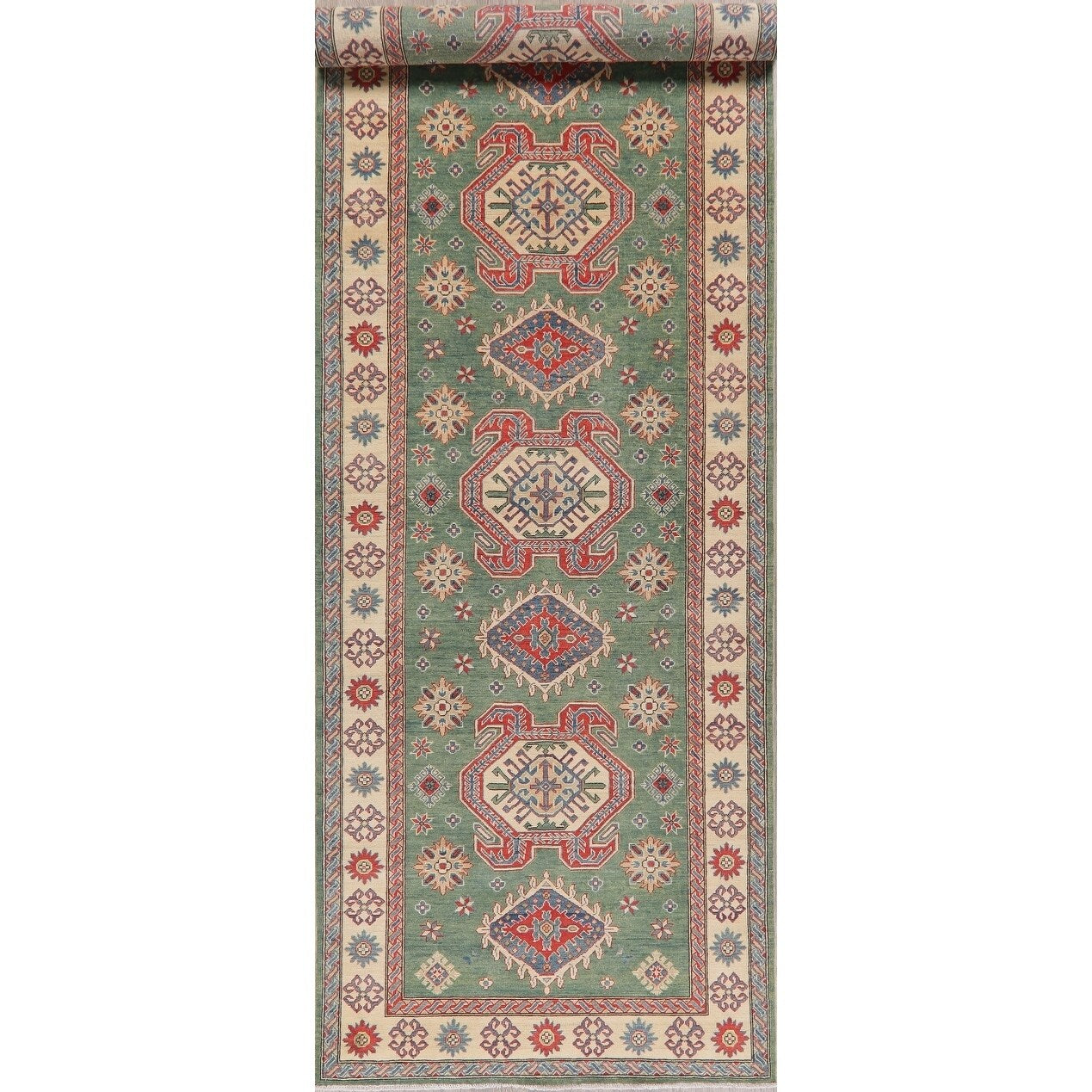 Kazak Oriental Traditional Pakistani Hand Knotted Wool Runner Rug 199 X 52 Runner
