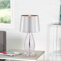Keagan Chrome Clear Crystal Base 1 Light Plastic Cone Shade Table Lamp