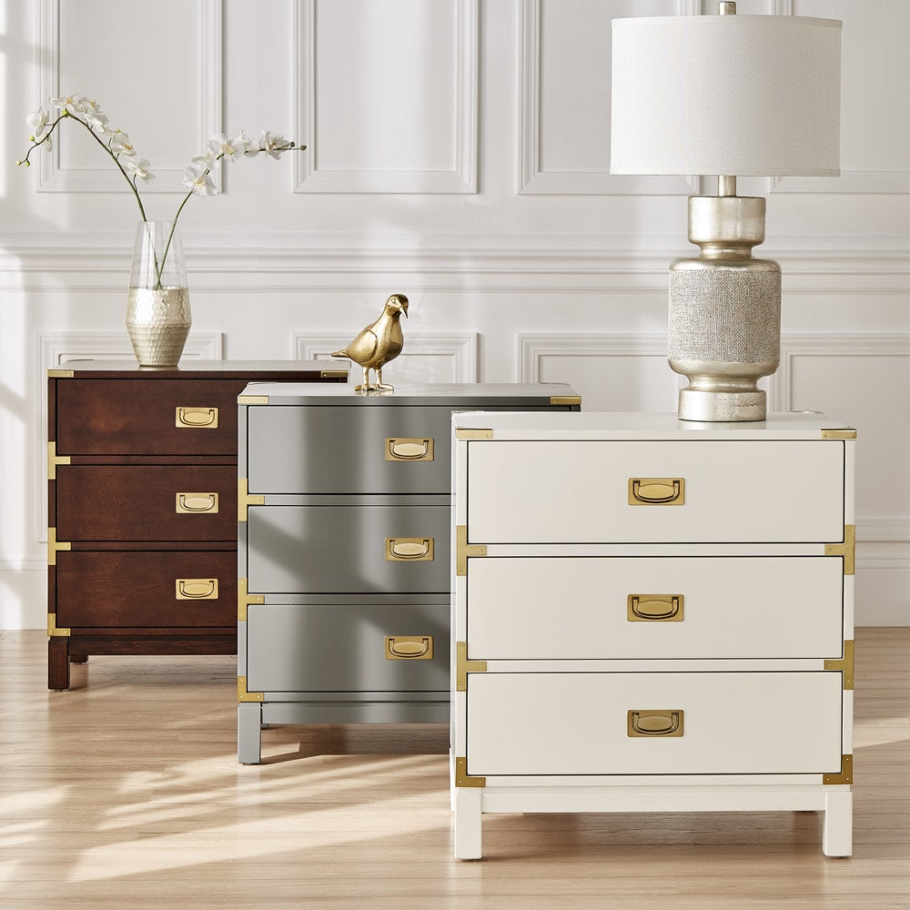 Kedric 3 Drawer Goldtone Accent Nightstand By Inspire Q Bold
