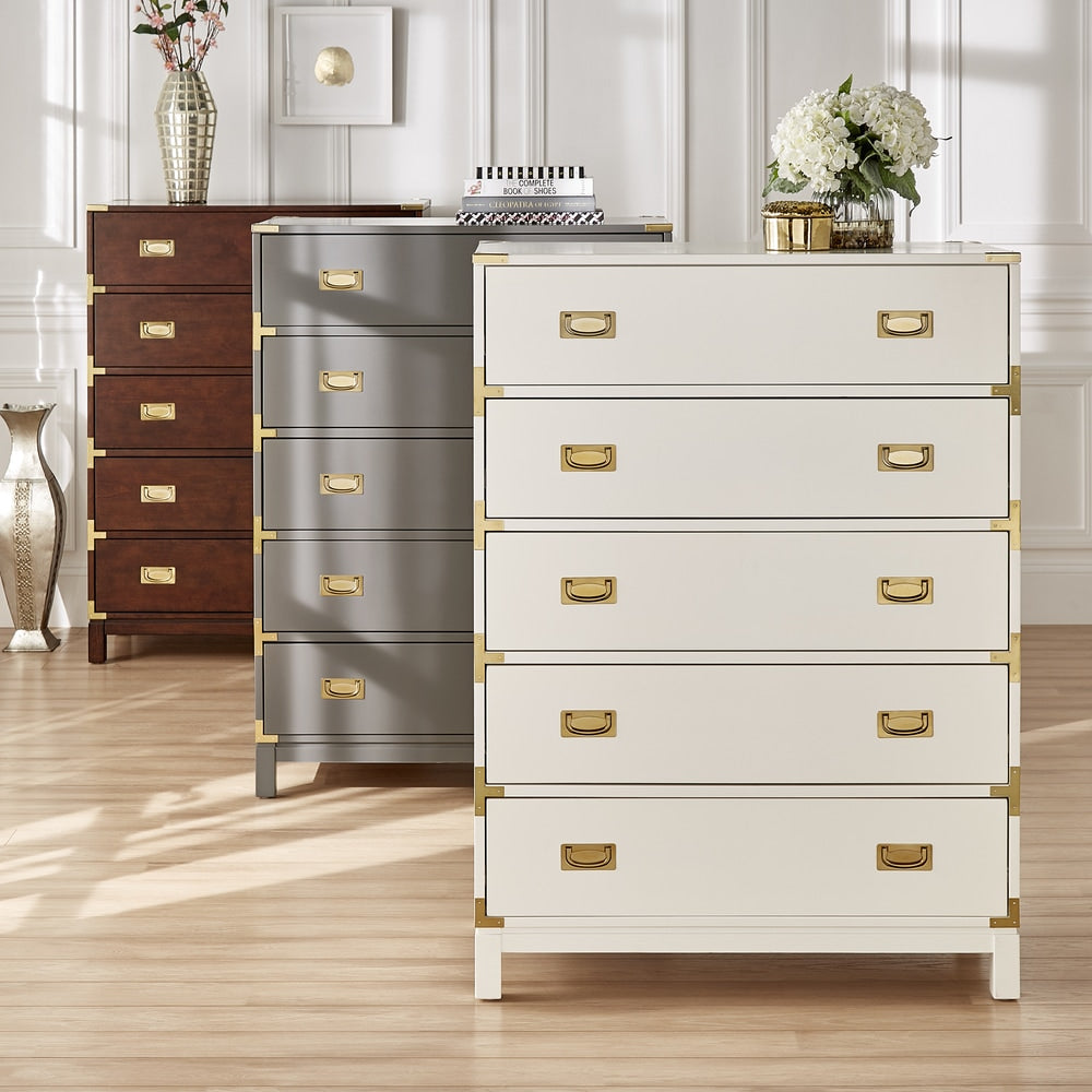 Kedric 5 Drawer Gold Accent Chest By Inspire Q Bold