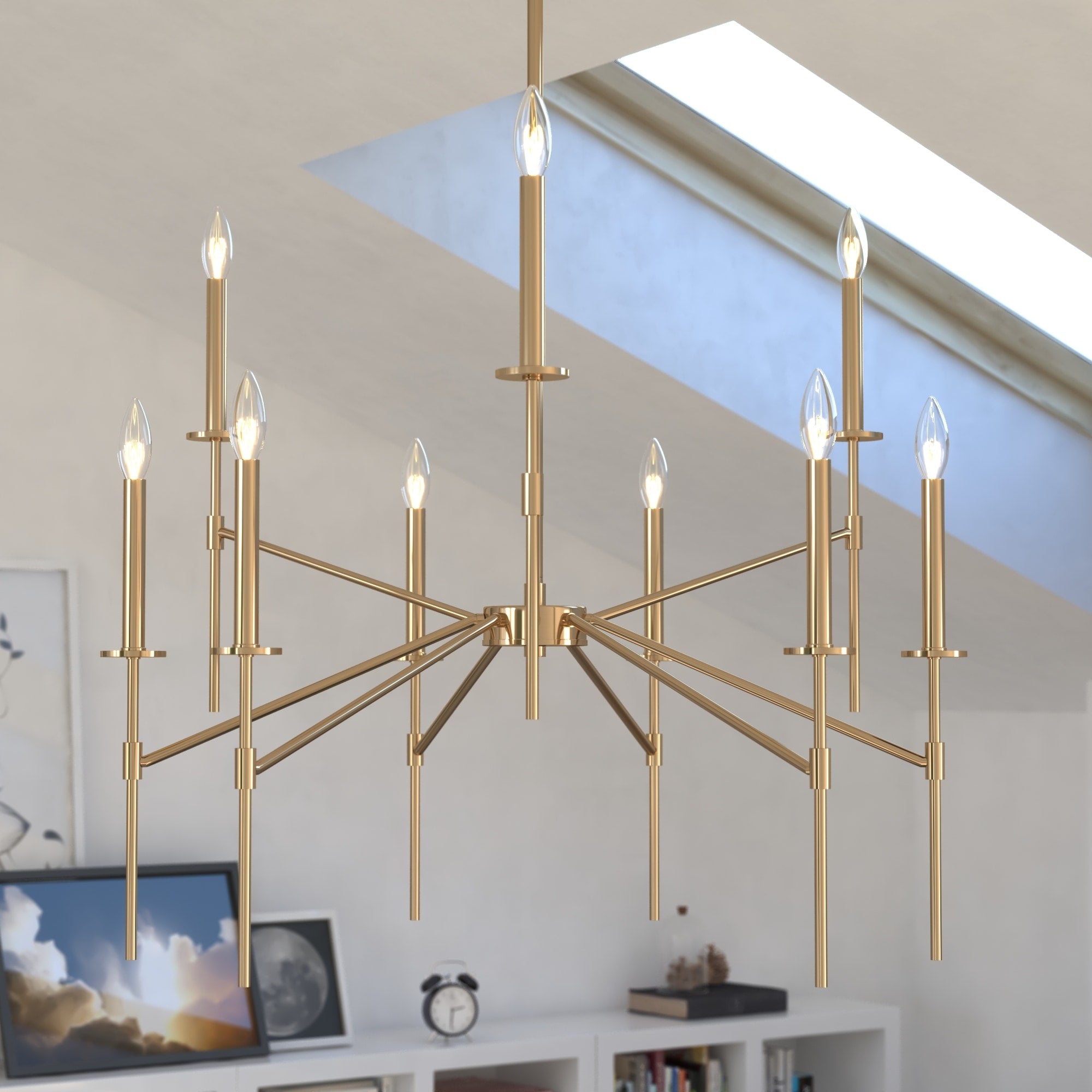 Vaxcel Kedzie 9L Chandelier Natural Brass