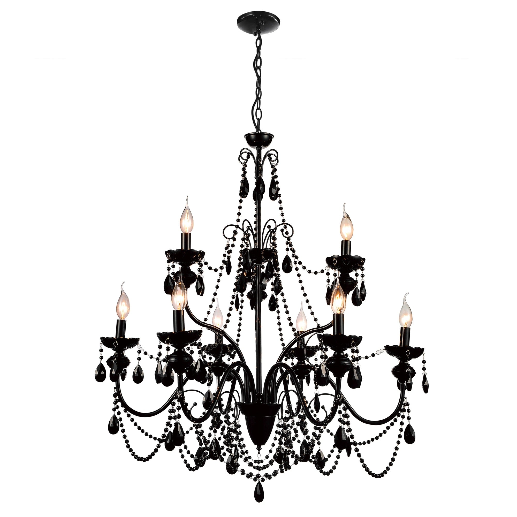 The Curated Nomad Boruss 9 Light Chandelier In Black Finish