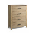 Kele Tall 4 Drawer Dresser Chest Black Handles Light Oak Brown Wood