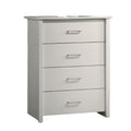Kele Tall Dresser Chest 4 Drawers With Silver Handles White Faux Laminate