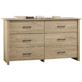 Kele Wide Dresser 6 Drawers With Black Handles Light Oak Brown
