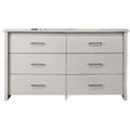 Kele Wide Dresser 6 Drawers With Silver Handles White Laminate