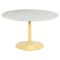 Carson Carrington Magerud White And Brass Pedestal Base Dining Table