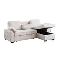 Ken 91In Sleeper Sectional Sofa With Storage Chaise And Usb Beige Chenille