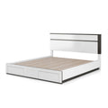 Kena King Size Bed White Gray Panel Headboard Footboard Storage Drawers