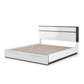 Kena Queen Size Bed White Gray Panel Headboard Footboard Storage Drawers