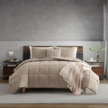 Kenneth Cole Reaction Box Stitch Stonewashed Solid Comforter Set Reversible Brown 5 Piece