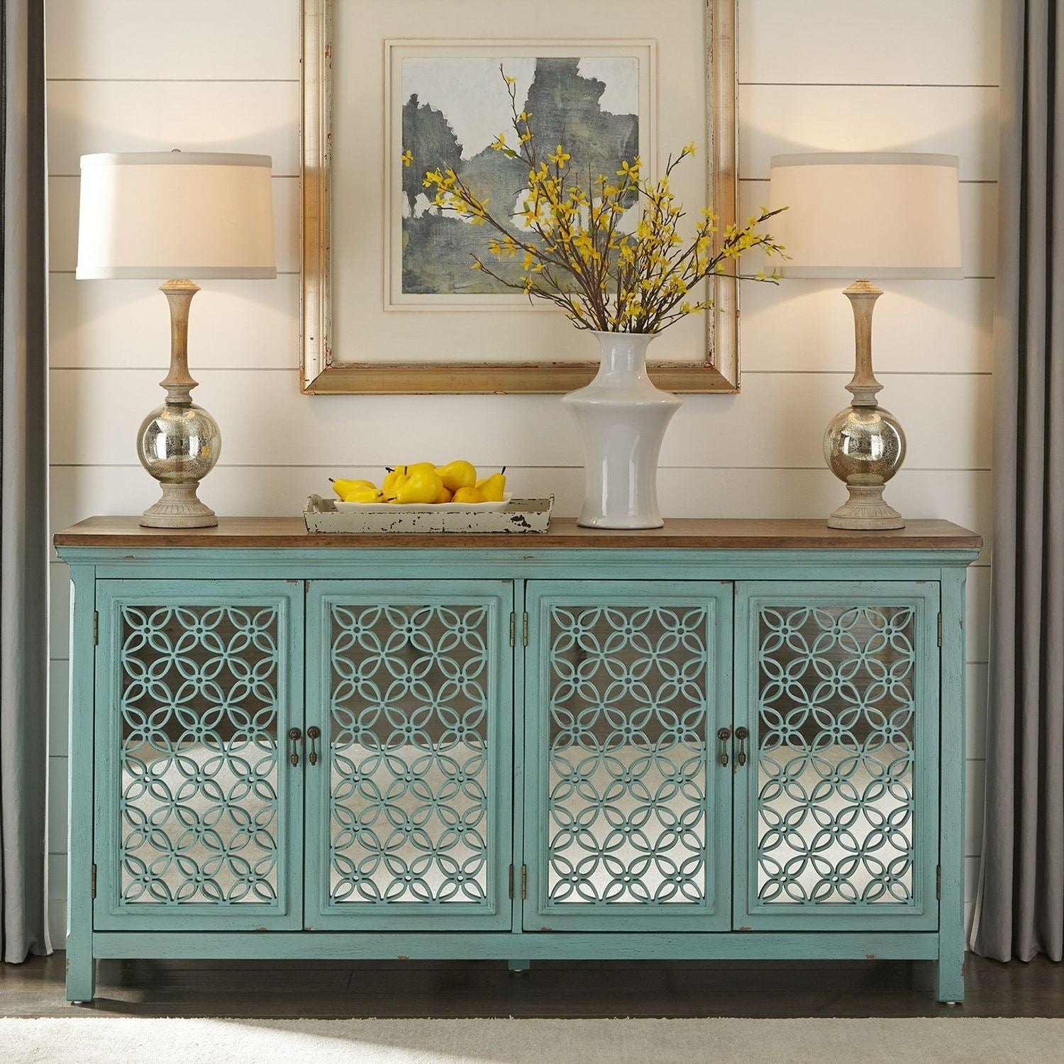 Stephanie Turquoise 4 Door Accent Cabinet