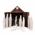Kenya Soapstone Nativity Set And Banana Fiber Barn 13 Piece Set