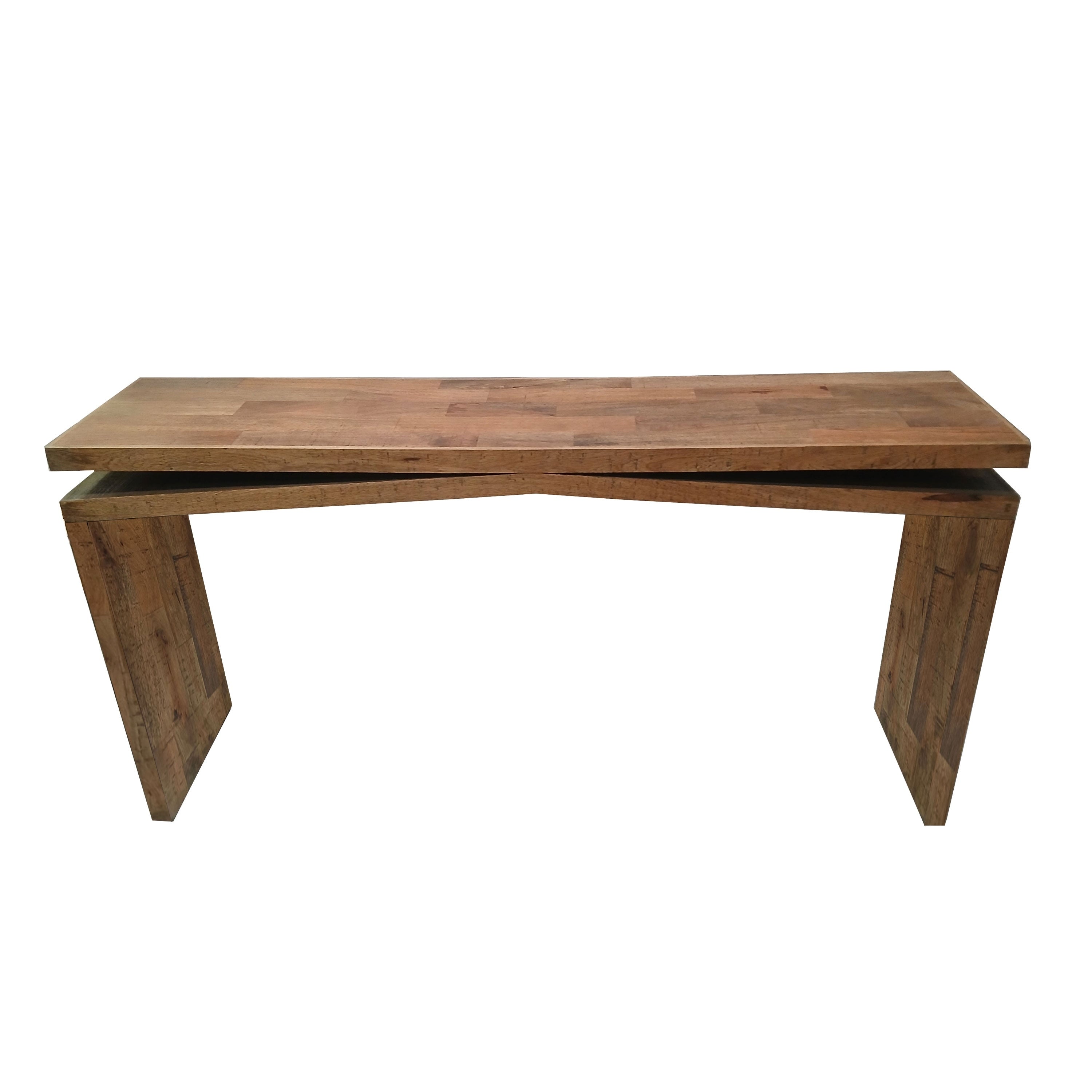 Keri Console Table 60 Inch Solid Mango Wood Slab Top Handcrafted Rustic Natural Brown Organic Design