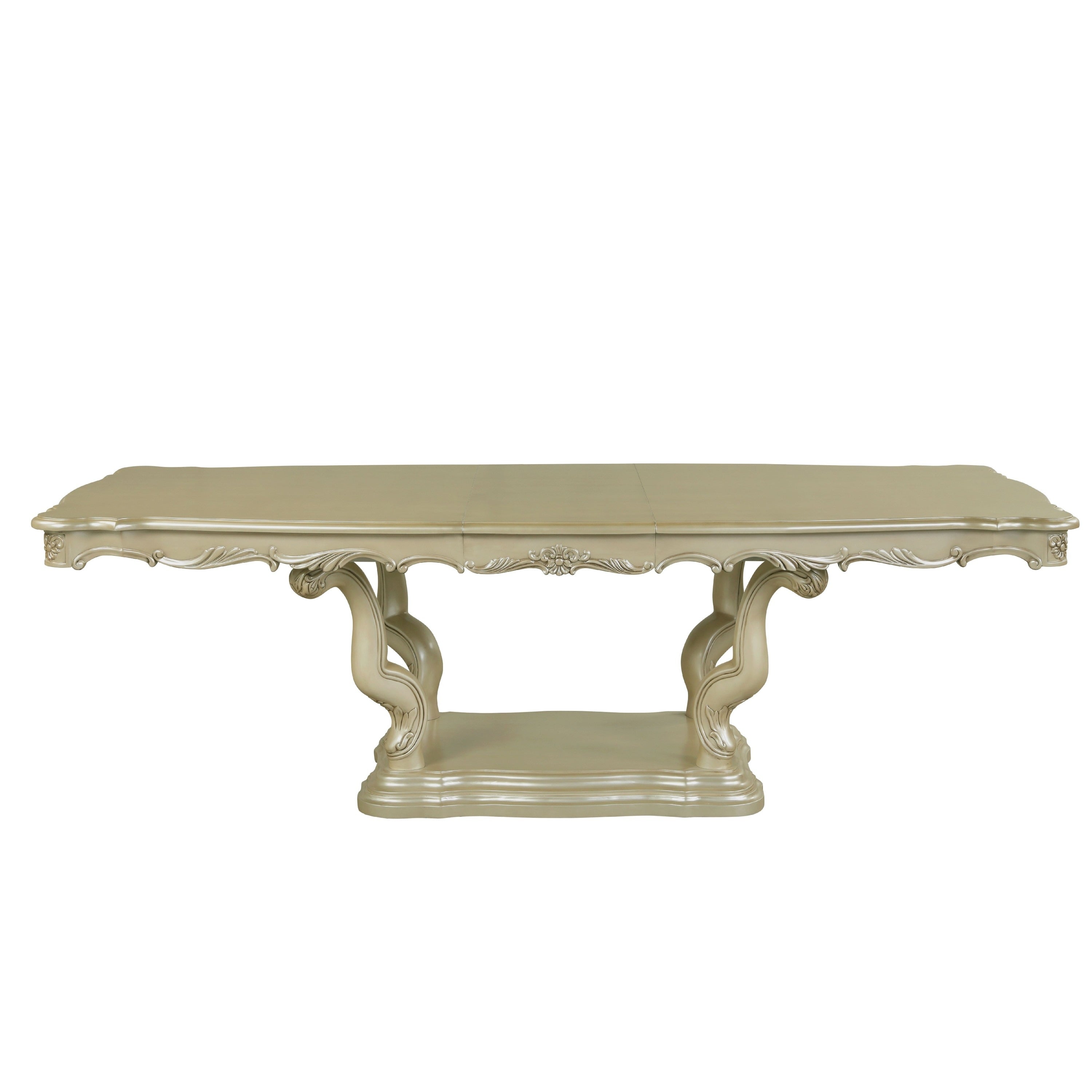 Kerra Dining Table 84 102 Inch Extension Top W Leaf Champagne Silver