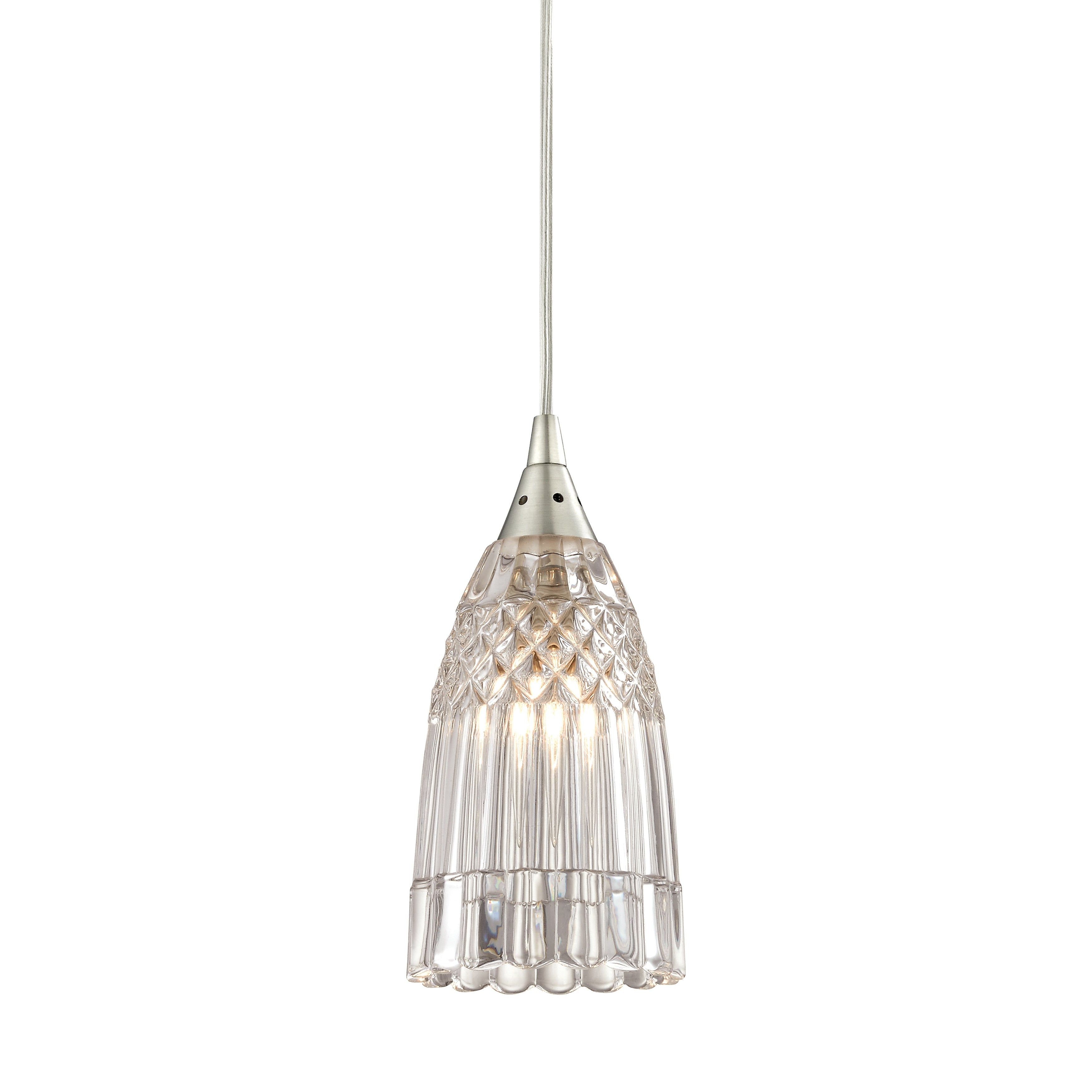 Kersey 4 Inch Wide 1 Light Pendant In Satin Nickel 4In W X 4In D X 8In H