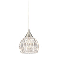 Kersey 5 Inch Wide Mini Pendant Satin Nickel With Clear Faceted Glass Shade Kitchen Island Modern Hanging Light