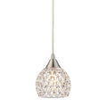 Kersey 5 Inch Wide Mini Pendant Satin Nickel With Clear Hammered Glass Shade Kitchen Island Or Dining Table Hanging Light