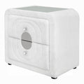Kery Glass Top Nightstand 2 Drawers White Teddy Sherpa Upholstery