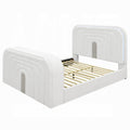 Kery Queen Bed With Tv Lift Led Fireplace Bluetooth White Teddy Sherpa