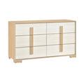 Kery Wide Dresser 6 Drawers W Board Handles Natural Brown White Wood